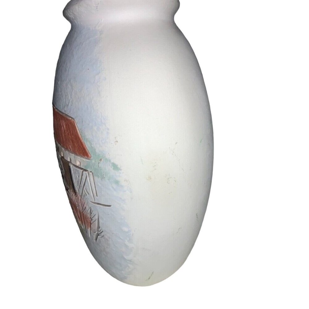 Clay Vase/ Planter with Country Barn Farm Scene - Picture 7 of 8